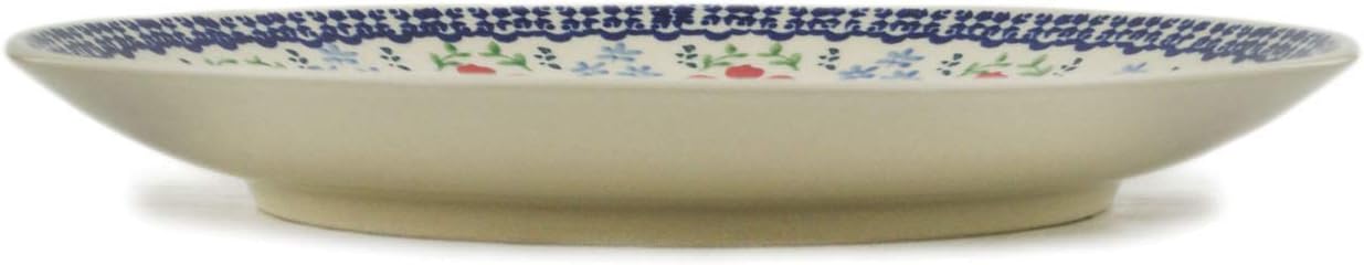 Polmedia Polish Pottery Lunch Plate - Red Flower Meadow Pattern Handmade in Boleslawiec Poland + Certificate of Authenticity