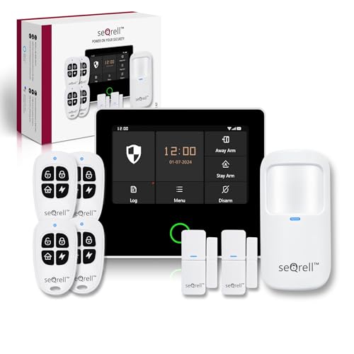 seQrell, Kit Allarme Casa Senza fili WiFi GSM 4g, Antifurto Casa Wireless con TOUCHSCREEN da 4,3, Batteria da 1500 mAh, Applicazione Tuya per Android e iOS, set da 8 pezzi. Animali ammessi, SQ4324F