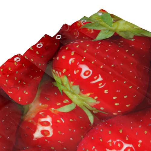 Rideau de douche en polyester à imprimé fraises rouges 183x183 cm avec 12 oeillets