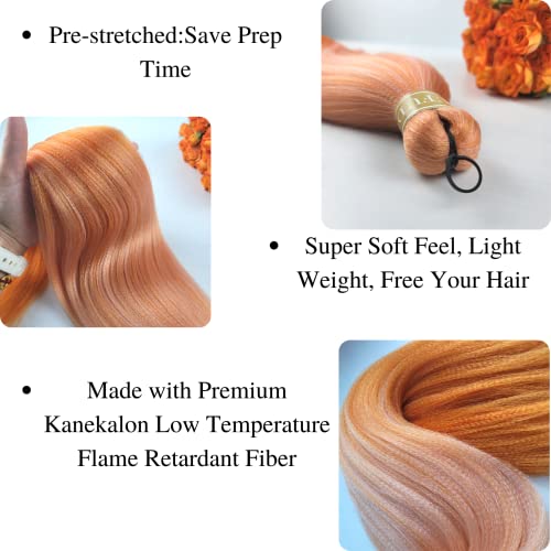 Ombre Sunset Orange Braiding Hair Pre Stretched Kanekalon Knotless Braiding Hair For Braids Packs Of 3,26",10 Oz #TOP2