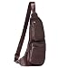 Leathario Men's Leather Retro Chest Sling bag Crossbody Shoulder Bag Multipurpose Backpack Deep Brown