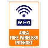 Wifi Area Of Free Wireless Internet Sign, 10x7 Inches, Rust Free .040 Aluminum, Fade Resistant, Made in USA by My Sign Center