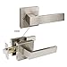 Probrico 3 Pack Square Door Lever Door Lock Handle Lockset Keyless Doorknobs Passage Knobs Lockset Interior Hallway Passage Closet in Satin Nickel