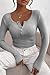 PRETTYGARDEN Women's 2025 Fall Long Sleeve Henley T Shirts Button Ribbed Knit Slim Fit Basic Tops Blouse Casual Outfits (Grey,Medium)