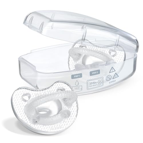 Image of Chicco PhysioForma Luxe Orthodontic Pacifier for Babies 6-16 M,One-Piece 100% Soft Silicone, Supports Breathing, Textured Shield & Handle, Sterilizing Case, BPA Free, Crystal, 2 Count oz.(Pack of 6)