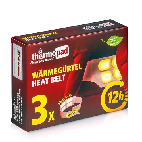 THERMOPAD ceinture chauffante S-XL (extensible/velcro) – L'ORIGINAL : 3 ou 10 pieces de ceintures rénales chauffantes - activé par l'air - utilisation...