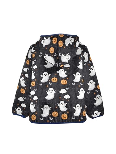 Halloween Cute Ghosts Pumpkins Girls Fleece Jacket Girls Fall Jacket Boys Coats Zip Up Hoodie Children Outerwear 2-10T2