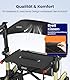 VOCIC Rollator Faltbar und Leicht mit Sitz,Outdoor Rollator mit Gummi-Nonluftbereifung für Allen Gelände,Aluminium Höhenverstellbare Rollatoren für Draußen&Langlauf&Reisen,Champagner(5 Jahre Support)