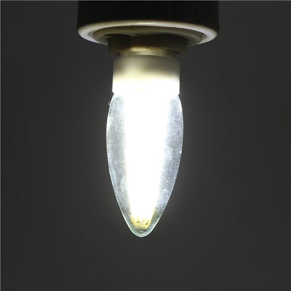 fengyan Casa Bombillas, Paquete de 10/25/50, Bombilla de Vela de filamento Led AC220V C35 E14 6W Bombilla de luz Regulable lámpara de candelabro Retro Edison Familiar Lámpara(50PCS Cold White)