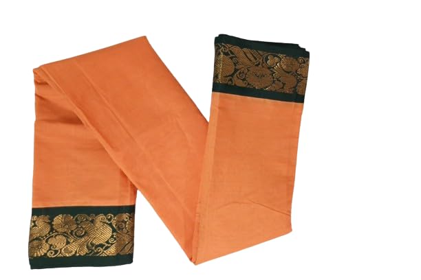 Image of Indian Traditional pure cotton Gadwall Saree for Women, Light pink Colour and green Border