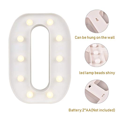 ODISTAR LED Light Up Marquee Letters, Battery Powered Sign Letter 26 Alphabet with Lights for Wedding Engagement Birthday Party Table Decoration bar Christmas Night Home,9’’, White (O)