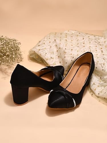 Image of TRYME Chunky Heel Bellies Women's Fashion Pointed Block Heel Pump Shoes for Party and Formal Occasions