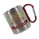 Crealuxe Edelstahltasse mit Karabiner 'Die Besten Traktor Fahrer heißen Wunschname' Tasse personalisiert, Kaffeetasse, Bürotasse, Metalltasse mit Name