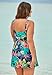 Swimsuits For All Swim 365 Women's Plus Size Twist-Front V-Neck Tummy Control A-Line Swim Dress - 20, Black Tropical Floral
