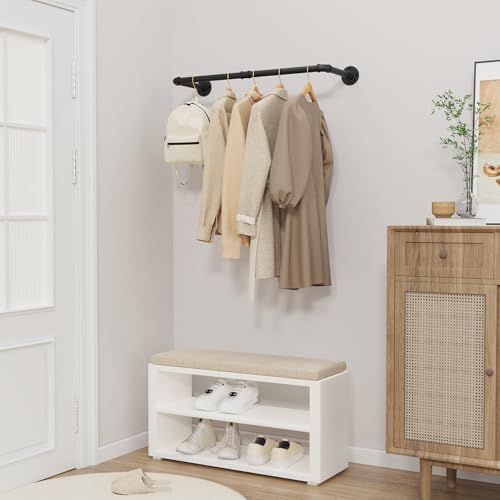 Yawinhe Kleiderstangen für die Wand, 80cm industrieller Rohr-Kleiderständer zur Wandmontage, Platzsparenders Wandregal Küchenregal, für Geschäft, Wohnen, Schwarz, 1-Pack, YMG002A-1