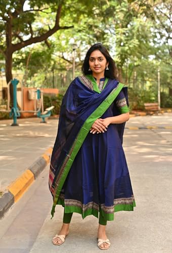 Image of GoSriKi Women's Rayon Viscose Solid Anarkali Kurta with Dupatta