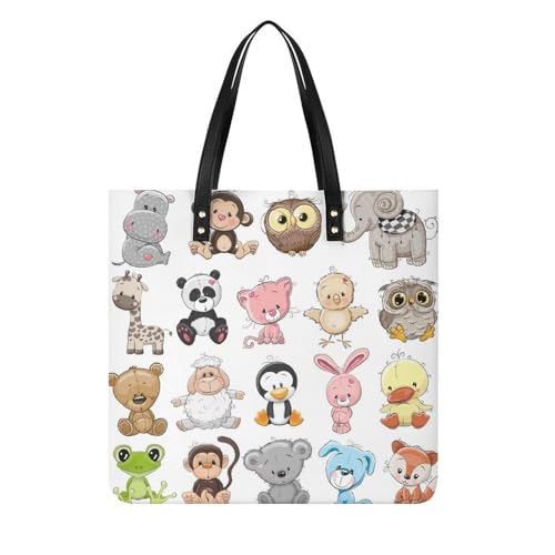 Tote bag pour voyage et shopping illustré avec des animaux de dessin animé mignon