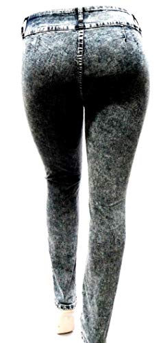 Jack David Womens Plus Size Distressed Ripped Blue/Black Skinny Denim Jeans Pants4