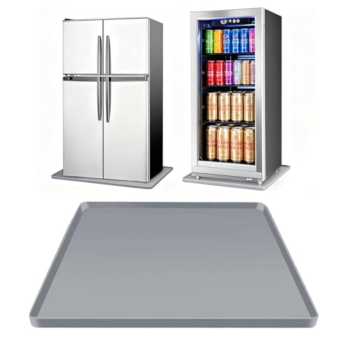Kühlschrankmatte Silikon mit Erhöhtem Rand Bodenschutzmatte Kühlschrank Antibakterielle Kühlschrankmatten Einlegeboden Matte Bodenmatte Auslaufschutz Grau Silikonmatte Tropfschale Bodenwannen