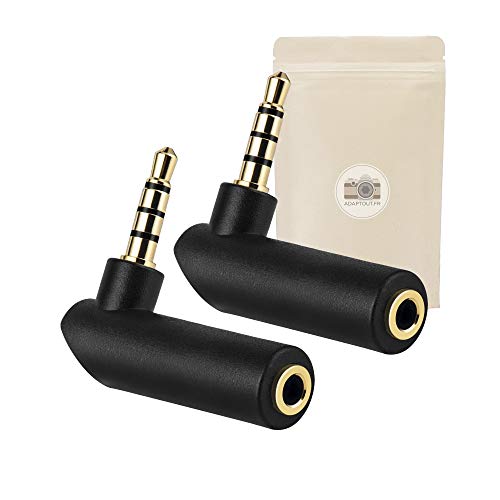 X2 Adaptateur Prise Mini Jack 3.5mm a Angle Droit Male Femelle 90° Fiche Minijack Connecteur Stereo Plaque Or 18k - ADAPTOUT Marque FRANÇAISE