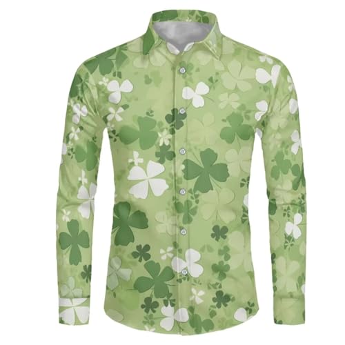 Chemise homme à manches longues Saint-Patrick Biyejit en taille XL imprimé feuilles vertes