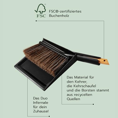 cleangang Handfeger und Kehrblech, Buchhenholz, Schwarz, 30 cm x 29 cm x 3 – Bild 4