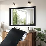 Simplemiuji 10m Matte Mirror Frame Border Peel and Stick Wallpaper, Mirror Tape Border Trim Removable Waterproor Wall Decor, Self Adhesive Bathroom Sticker (Black, 4in)