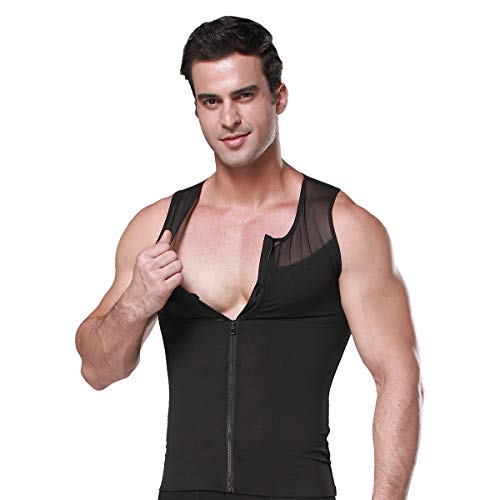 BaronHong Original Zip Up Men's Chest Compression Shirt to Hide Gynecomastia Moobs3