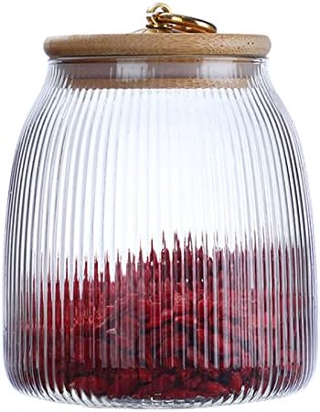 URMAGIC Glass Storage Jar with Cork Ball Lids, 450ml Round Cork Glass Bottle,1 Pcs Clear Nut Storage Jar Coffee Bean Jar,Transparent Food Storage Jar,Food Organizer(450ml)