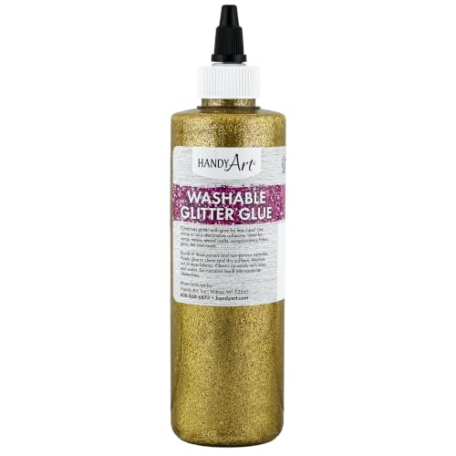 Handy Art Washable Glitter Glue Squeezable 8 oz Bottle Gold Non-Toxic