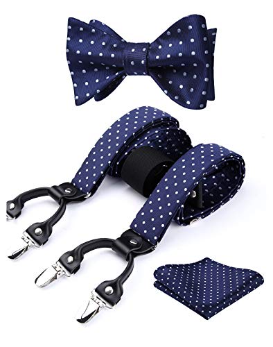 HISDERN Tirantes para hombre forma de Y elásticos y ajustables Pajarita Pañuelo...