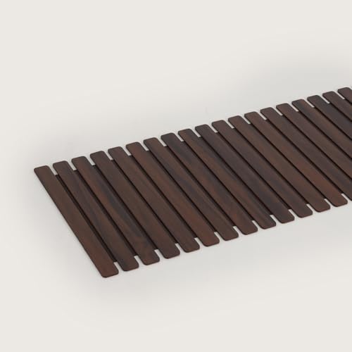 Image of HOME 360 Modern Slat Table Runner | Decorative Finish MDF Slats | 14X72 Inches | Rollable Table Centerpiece for Dining Room, Kitchen | (Darkbrown 3, 14X72 INCH)