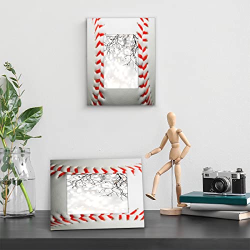 Dihomi Baseball Ball Sport 5X7 Picture Frame, Wooden Picture Frame For Wall Or Table Top Decor Display 5X7 Or 4X6 Picture, Optional 8X10 11X14, Group Family Weddings Christmas Photo Frame For Gift #TOP4