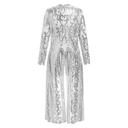 Image of Sparkly Cardigan for Women 1920s Sequin Cardigans Long Sequin Duster Blazer 20s Glitter Open Front Coat Cover Up Dress