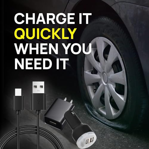 5V 2A USB Power Adapter Kit - Fast Charger for Air Compressors, Smart Devices &Compatible iPhone,Speaker,Tablet,TV Boxes,Headphones,Nintendo Switch-Includes Home Charger,Car Charger &2X Type-C Cables