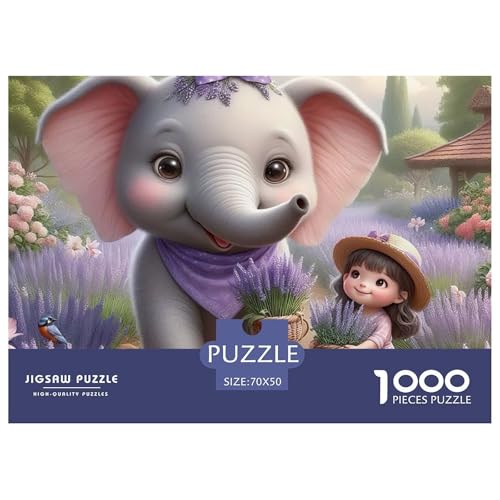 Puzzle de 1000 piezas para adultos de elefante y niña, el regalo ideal de decoración familiar