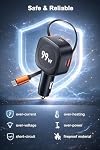 USB-C Car Charger 99W, Retractable Car Charger Fast Charger with 3 Ports (QC 3.0 & 2 PD) Ultra-Compact Type-C Fast Car Charger with 2.3ft Built-in Cable Cigarette Lighter Adapter for All Phones