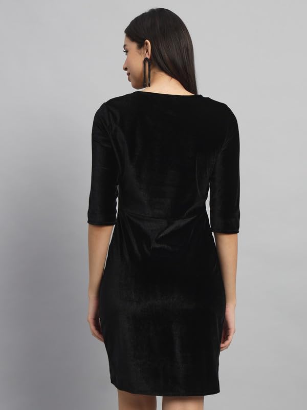 Image of V-Neck Party Dress for Women Bodycon | Shiny Velvet Half Sleeves Above Knee Length Outfit