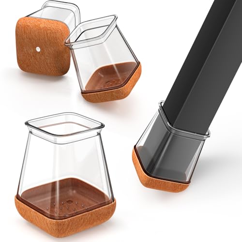 24 Piezas Protector Patas Sillas Silicona Cuadrado, Fieltro Sillas Patas, Almohadillas para Patas de Silla, Protegen Los Pisos de Rayones, Reducen el Ruido Transparente S:13-19.9mm