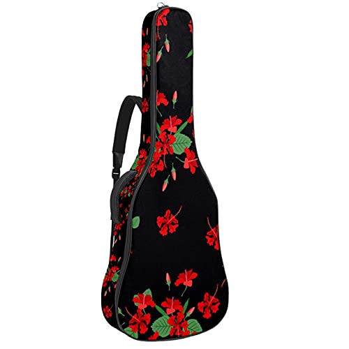 Housse de guitare électrique et basse style tropical noir à fleurs pour les trajets