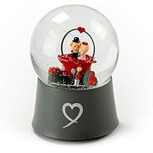 Precious Little Piggys Wedding Couple Sitting in Rose Bud 18 Note Musical Snow Globe - Many Songs to Choose - Only You