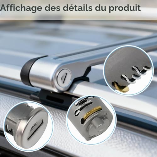 FuxFuis Noyaux de Serrure, Serrure Coffre de Toit Thule, SerrureS Barre de Toit, Comprenant 4 Cylindres de SerrureS, 4 Clés et 1 Clé de Contrôle pour Sécurité Barres de Toit, Coffres de Toit – vue 4
