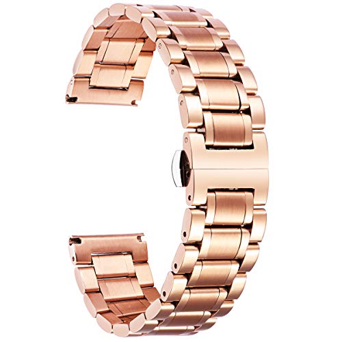 Image of BINLUN Stainless Steel Watch Bands 12mm-24mm Universal Metal Replacement Watch Straps SmartWatch Bracelets Links Straight & Curved Ends Men Women 6 Colors