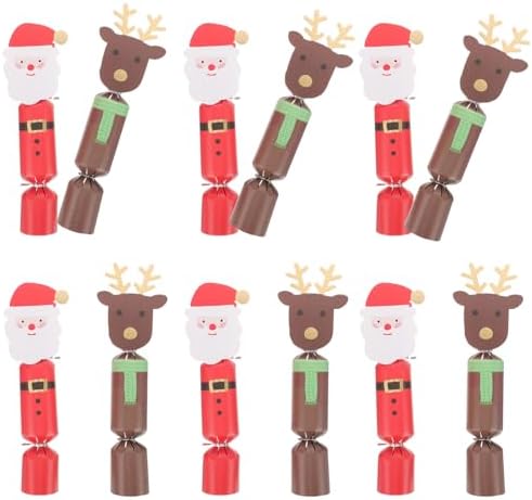 TENDYCOCO 20PCS Christmas Crackers Santa Reindeer Xmas Crackers Make Your Own Christmas Character Crackers Novelty Christmas Decorations