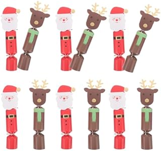 TENDYCOCO 20PCS Christmas Crackers Santa Reindeer Xmas Crackers Make Your Own Christmas Character Crackers Novelty Christmas Decorations