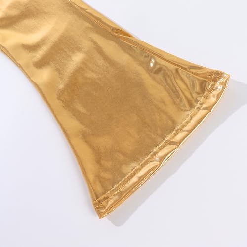 Noomelfish Girls Metallic Flare Leggings Pants Kids Yoga Disco Dance Bell Bottoms (5-12 Years)4