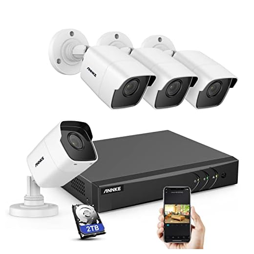 ANNKE 5MP Kit Videosorveglianza Cablato, 3K Lite DVR con disco rigido da 2TB, 4 Telecamere di 5MP per Esterno ed Interno, Rilevamento di Persona/Veicolo,Visione Notturna da 100 Piedi, Accesso Remoto