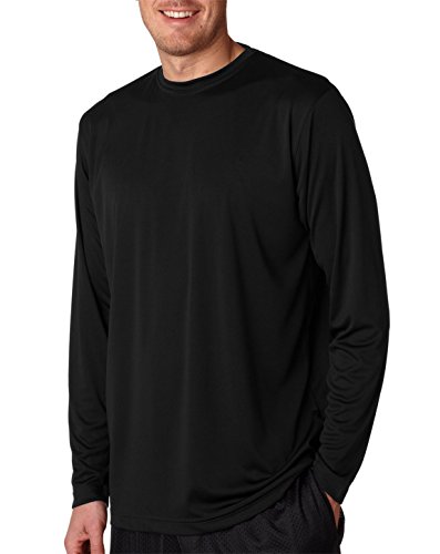 UltraClub mens Cool & Dry Sport Long-Sleeve Performance Interlock Tee(8422)-BLACK-L