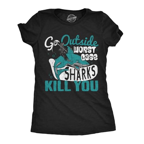 T-shirt requins humour pour femme contre la monotonie vestimentaire noir chiné