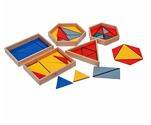 Montessori Colorful Triangles Wood Puzzles Math Games